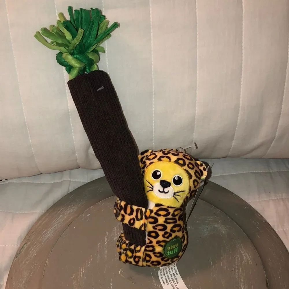 PetShoppe Cuddle Tug Dog Pet Squeaky Leopard Teddy Tree Hugging Toy